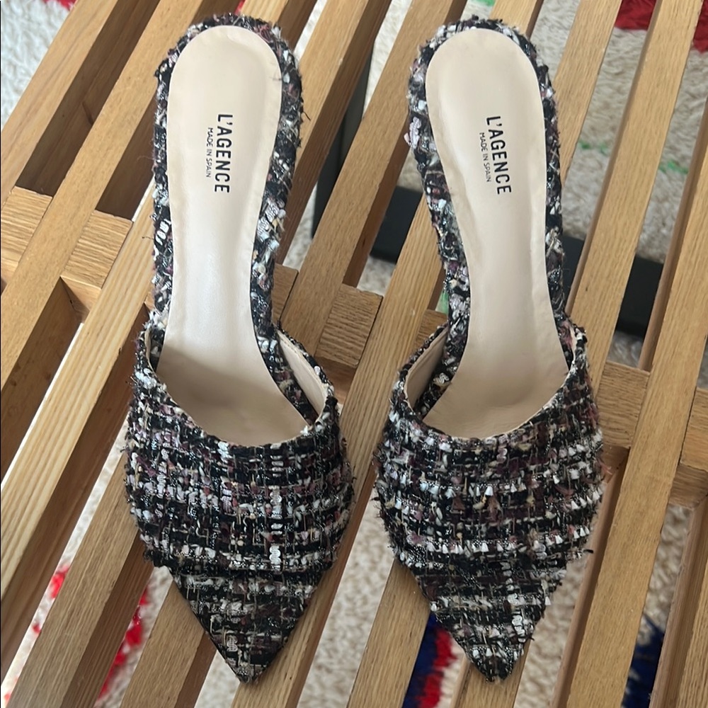 L'AGENCE Tweed Heels - Black and White